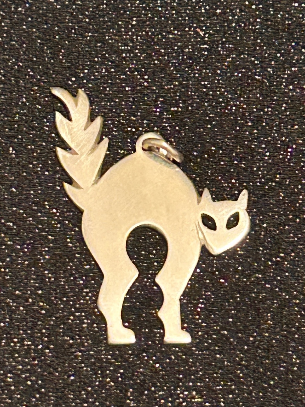 Handmade sterling silver cat charm